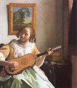 Jan Vermeer Woman is playing Guitar china oil painting artist